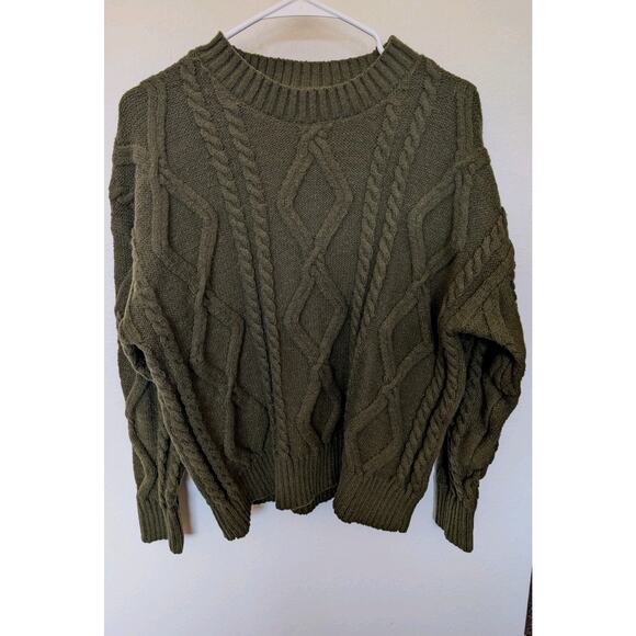 Cable Knit Olive Green Sweater. Fisherman core, Heritage, Cabincore. Zaful (XL) - Picture 1 of 9